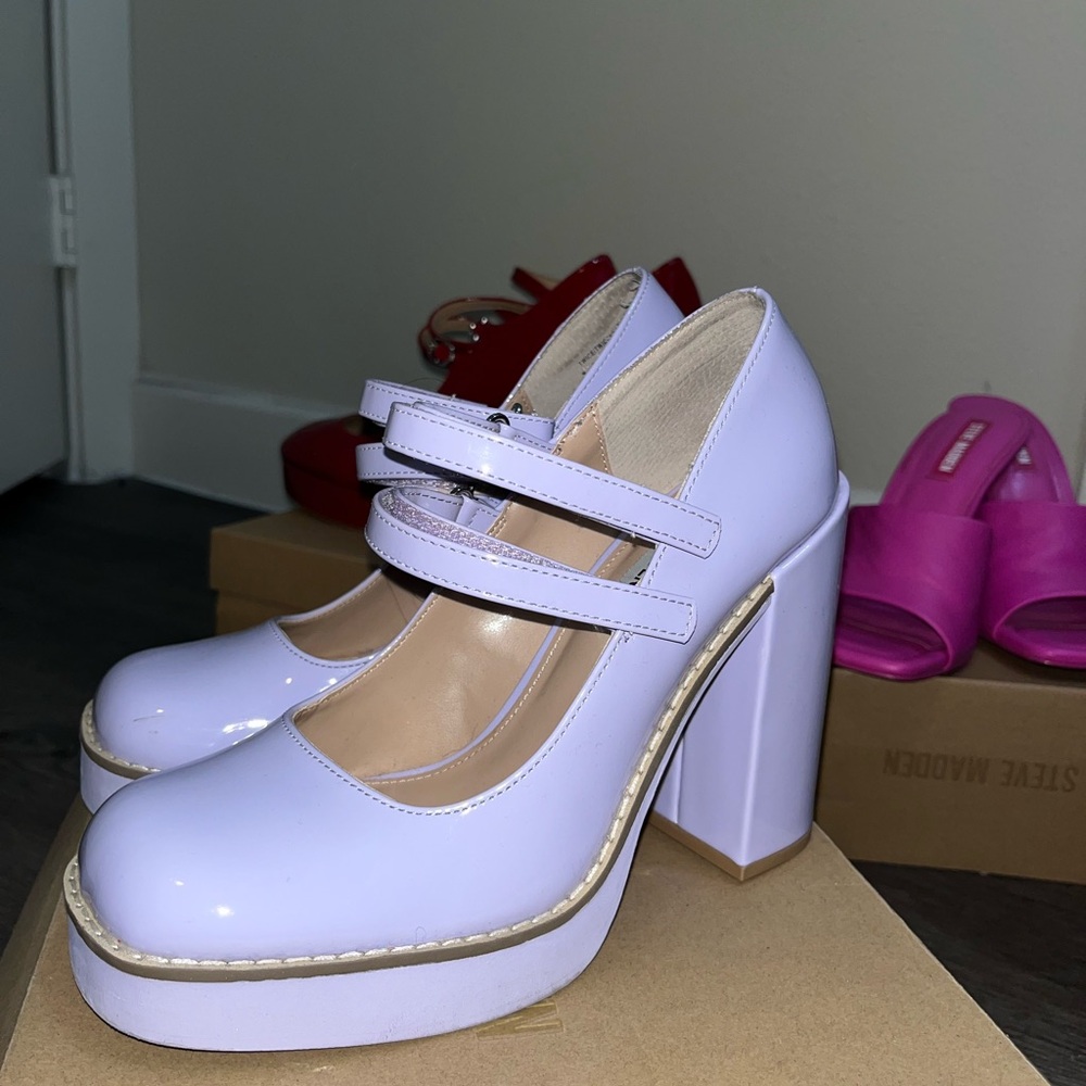 Steve Madden twice thick heel Mary janes doll pastel purple